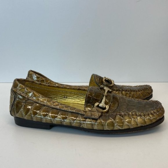 Beverly Feldman Gold Riding Bit Rhinestone Loafers (36.5) - Picture 5 of 12